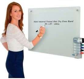 Global Industrial 36" W x 24" H Frosted Glass Dry Erase Board, Frameless