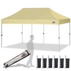 Eurmax USA 10x10ft Pop Up Canopy,Commercial Instant Tent for Outdoor Events,Patented No-Tip Rolling Storage Bag with 4 Sandbags,UV & Water Resistant,Heavy Duty Portable Shelter Gazebo,White