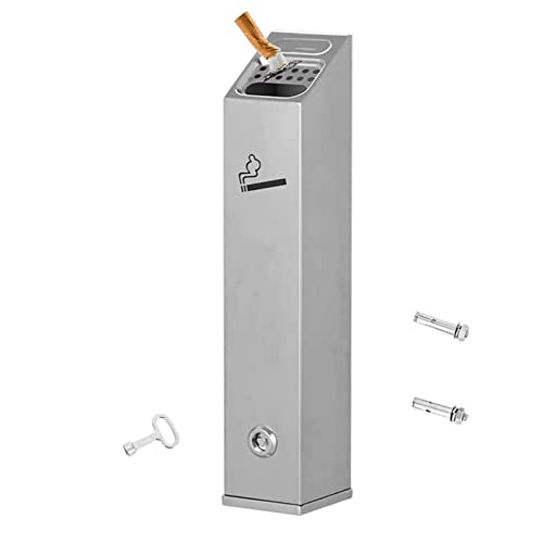 Commercial Wall-Mounted Stainless Steel Cigar Ashtray for Outdoor Public Spaces, Large Capacity Cigarette Butt Container, Durable Smokers Outpost Accessory