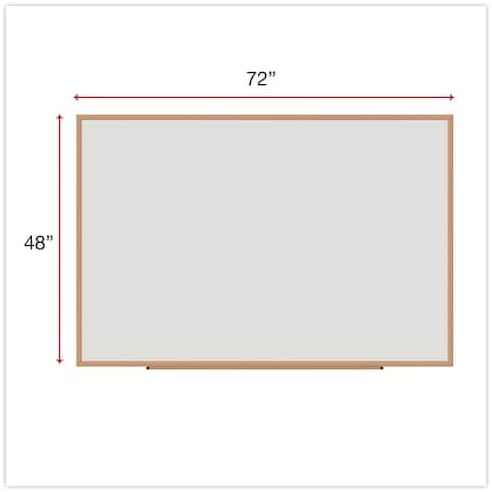 Universal Dry Erase Marker Board, Melamine, 72 x 48, Oak Wood Frame