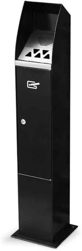 Standing Metal Ashtray with Lock, Vertical Cigar Ashtrays for Small Spaces, Commercial Outdoor Ashtray for Office, Restaurants, Bars and Convenience Stores