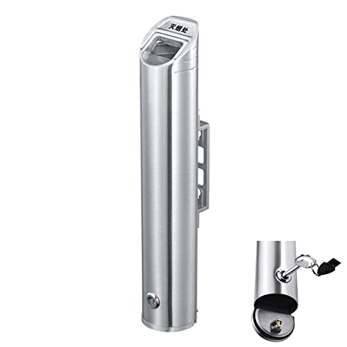 Commercial Wall-Mounted Stainless Steel Cigar Ashtray for Outdoor Public Spaces, Large Capacity Cigarette Butt Container, Durable Smokers Outpost Accessory
