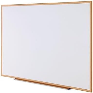 Universal Dry Erase Marker Board, Melamine, 72 x 48, Oak Wood Frame