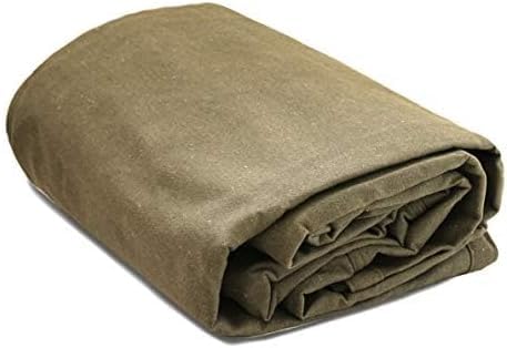 WHITEDUCK Canvas Tarp 18 oz. Heavy Duty Water Repellent UV Resistant, Rustproof Grommets, Industrial & Commercial Use Cloth Tarp (Cut Size: 8'x12', Finished Size: 7'6"x11'6", Olive Drab)