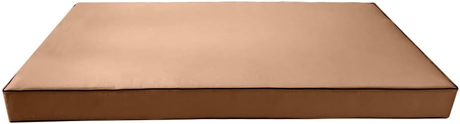 Prolinemax Style 3 - Mattress & Pillow Bolster Cushion for Outdoor Indoor Daybed Porch Swing Bed Contrast Trim Twin-XL Size AD104 | Covers ONLY |