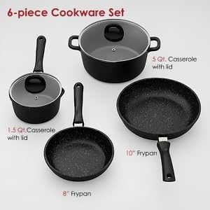Cuisine::pro Stone Cookware Set, Non-Stick, Toxin-Free, 6 Piece