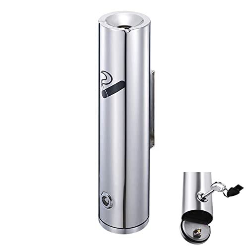 Wall Mounted Stainless Steel Cigar Ashtray for Outdoor Public Spaces, Large Capacity Commercial Cigarette Disposal Container, Durable Smokers Outpost Solution