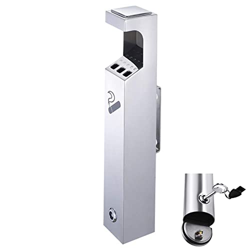 Commercial Wall-Mounted Stainless Steel Cigar Ashtray for Outdoor Public Spaces, Large Capacity Cigarette Butt Container, Durable Smokers Outpost Accessory