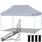 Eurmax USA 10x10ft Pop Up Canopy,Commercial Instant Tent for Outdoor Events,Patented No-Tip Rolling Storage Bag with 4 Sandbags,UV & Water Resistant,Heavy Duty Portable Shelter Gazebo,White