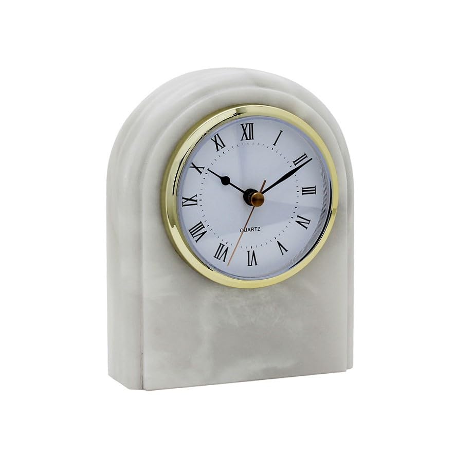 Luxurious Marble Desk Clock – Hand Carved, Polished Modern Table Clock – Durable & Functional Bedside Clock - Multipurpose Home Interiors Decor - One-of-a-Kind Decorative Objects