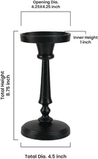 Serene Spaces Living Twilight Black Pillar Candle Holder, Elegant Cast Iron Candle Stand for Home Décor, Weddings, Birthdays, Cozy Evenings - Sturdy Base, 4.25" Diameter & 8.75" Tall, Pack of 6