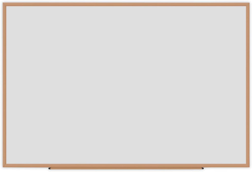 Universal Dry Erase Marker Board, Melamine, 72 x 48, Oak Wood Frame
