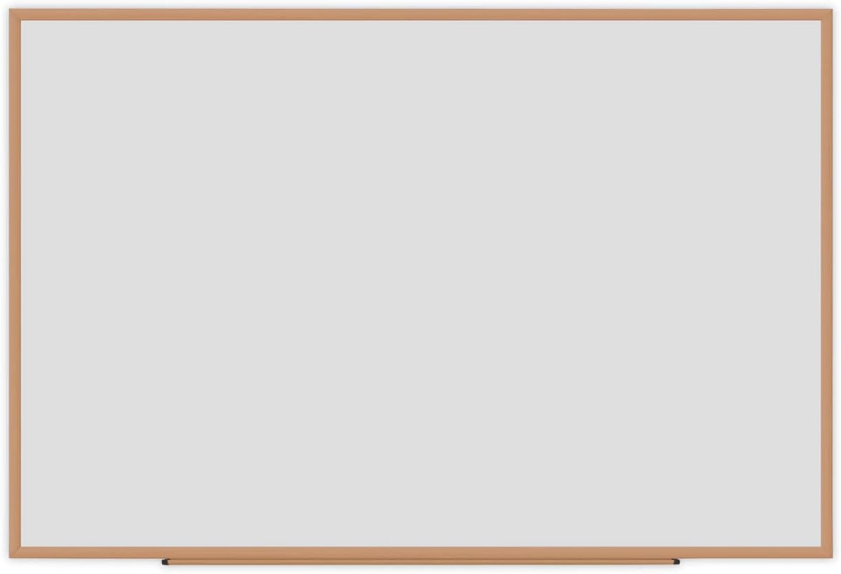 Universal Dry Erase Marker Board, Melamine, 72 x 48, Oak Wood Frame