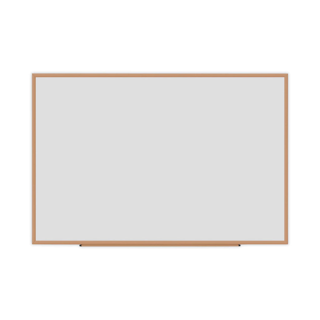 Universal Dry Erase Marker Board, Melamine, 72 x 48, Oak Wood Frame