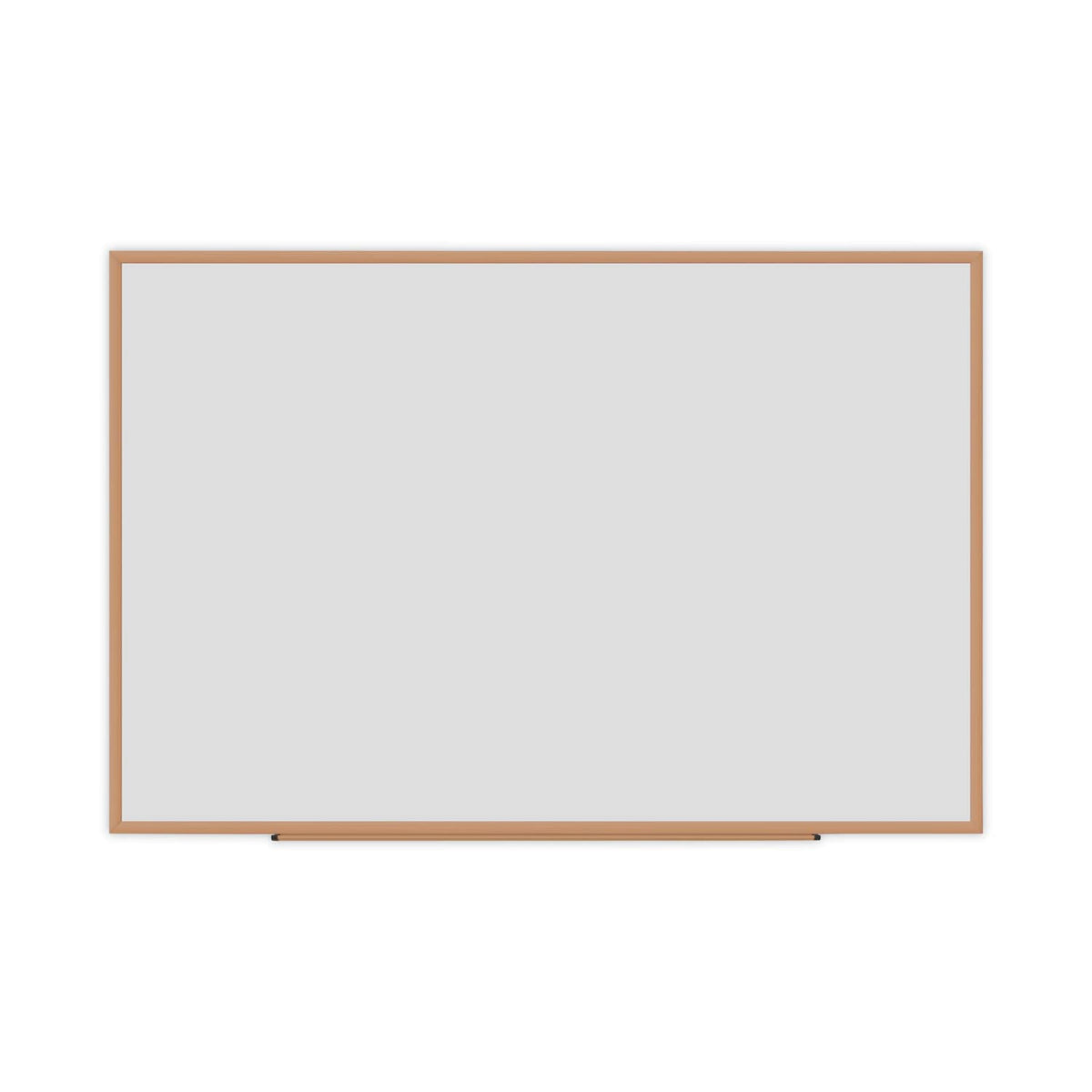 Universal Dry Erase Marker Board, Melamine, 72 x 48, Oak Wood Frame