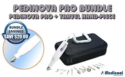 Medicool Pedinova Pro Nail File Machine for Manicure and Pedicure with Travel Case and Bit Kit + Travel Bundle | PedinovaPro+TravelHP