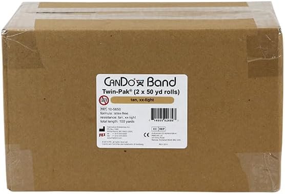 CanDo Twin-Pak Latex-Free Exercise Band, Tan, 100 Yard