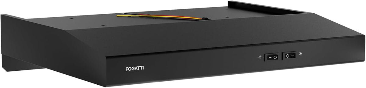 FOGATTI RV Range Hood 22" Ductless 12V Black, Charcoal Filter, LED Light