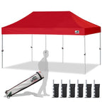 Eurmax USA 10x10ft Pop Up Canopy,Commercial Instant Tent for Outdoor Events,Patented No-Tip Rolling Storage Bag with 4 Sandbags,UV & Water Resistant,Heavy Duty Portable Shelter Gazebo,White