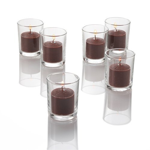Set of 144 Richland Votive Candles Light Blue Unscented and 144 Clear Glass Eastland Votive Holders