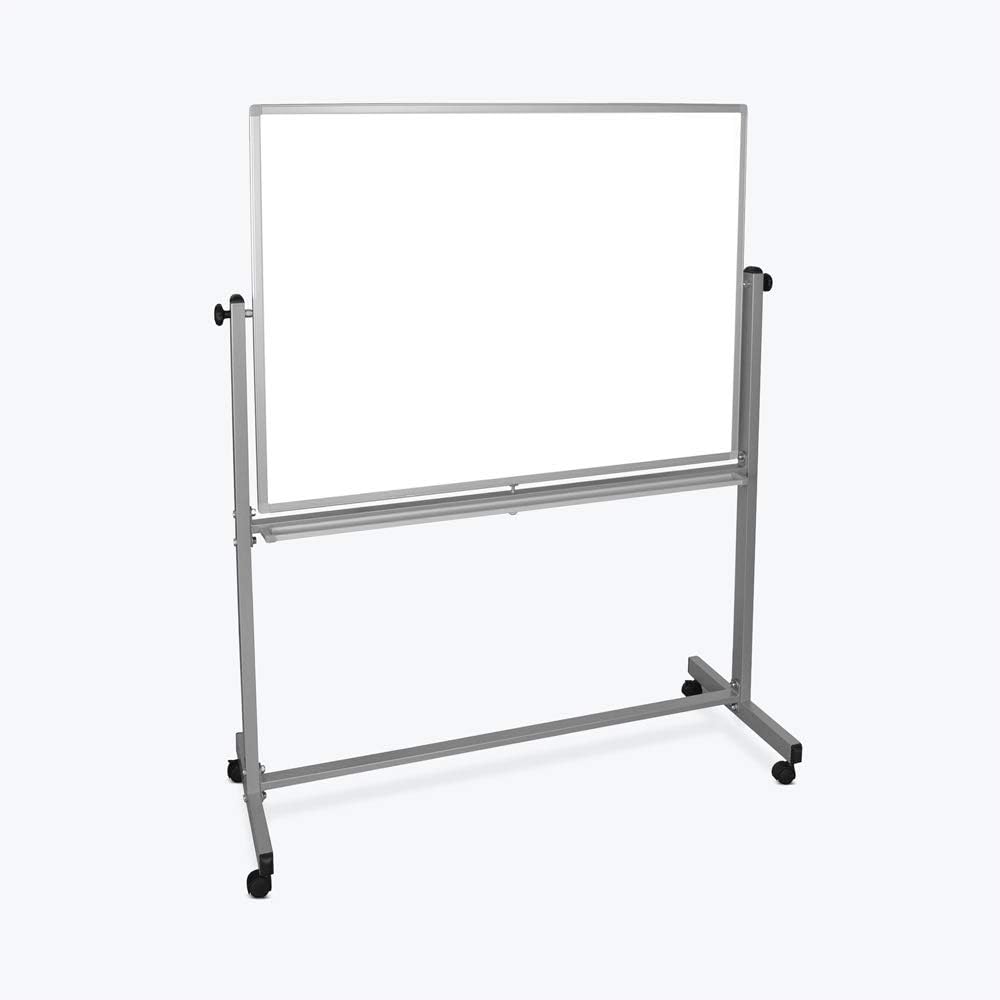 Luxor Mobile Dry Erase Double-Sided Magnetic Whiteboard with Aluminum Frame and Stand - 24"W x 36"H