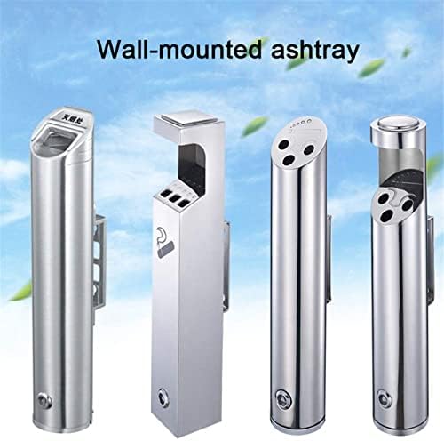 Wall Mounted Stainless Steel Cigar Ashtray for Outdoor Public Spaces, Large Capacity Commercial Cigarette Disposal Container, Durable Smokers Outpost Solution