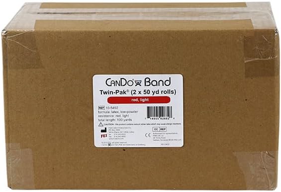CanDo Twin-Pak Exercise Band, Red, 100 Yard