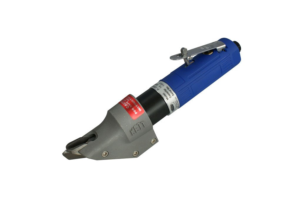 Kett P-2042 Pneumatic Straight Handle Sheet Metal Shear – 16 Gauge Steel Capacity, Variable Speed Air Tool for Steel & Stainless Metal Cutting