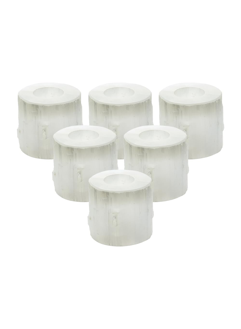 Serene Spaces Living 4" Selenite Tealight Candle Holder, Set of 12, Natural Crystal Stone Decorative White Votive Candlestick Holder for Kitchen, Tables, Wedding, Parties, Event Decor Centerpieces