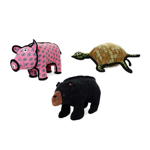 TUFFY® 3 Pack Pig Bear Turtle Ultra Durable Plush Dog Toys