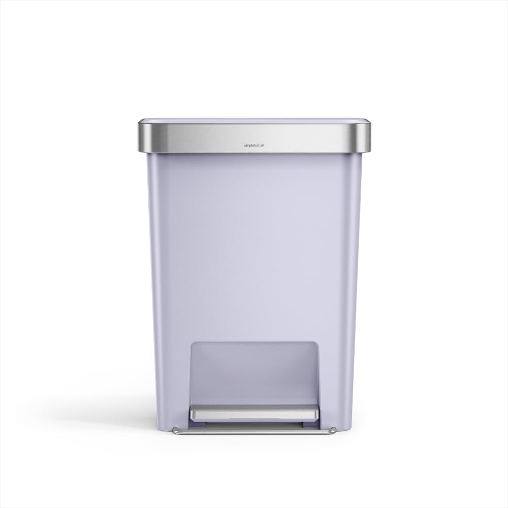 simplehuman 45 Liter / 12 Gallon Rectangular Kitchen Step Trash Can with Soft-Close Lid, Grey Plastic