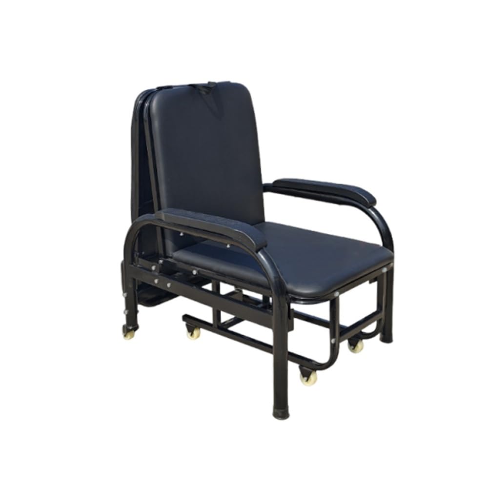 Medical Recliner Chair with Wheels, Foldable Attendant Chair Bed(Pink)