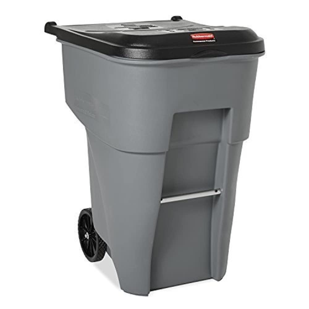 Rubbermaid Commercial Products Brute Rollout Trash Can, Gray, 65-Gallon
