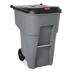 Rubbermaid Commercial Products Brute Rollout Trash Can, Gray, 65-Gallon