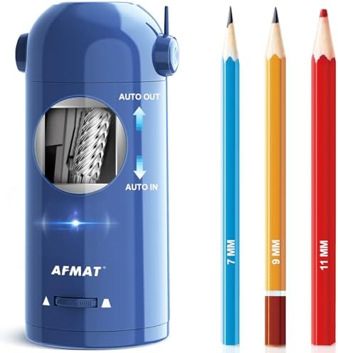AFMAT Fully Automatic Pencil Sharpener, 2 Pack (Purple and Blue)