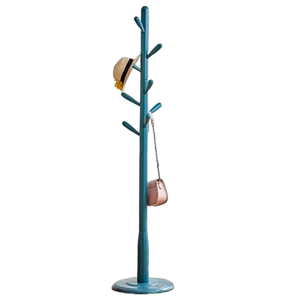 JingNian Freestanding Household Floor-Standing Rack, Standing Coat Rack with 9 Hooks Wood Coat Rack(White)