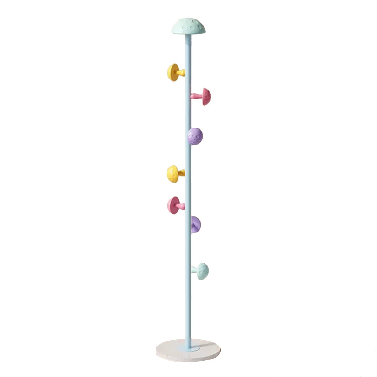 Coat Rack Stand for Children, Metal Freestanding Garment Rack with 8 Mushroom Hooks, Blue