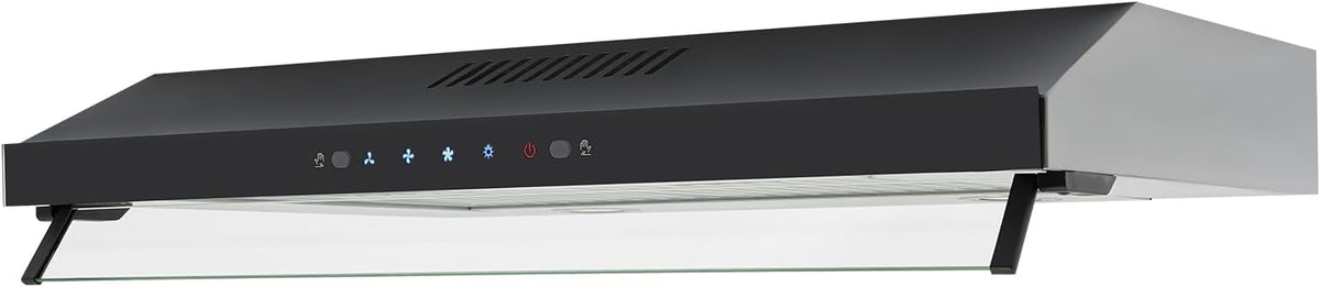 30inch Under Cabinet Range Hood, 900CFM Ducted/Ductless Stainless Steel Kitchen Vent Hood with 3-Speed Gesture Sensing&Touch Control, 2 LED Lights Time Setting Baffle Filters for Kitchens Restaurants
