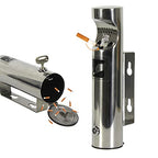 Commercial Wall-Mounted Stainless Steel Cigar Ashtray for Outdoor Public Spaces, Large Capacity Cigarette Butt Container, Durable Smokers Outpost Accessory