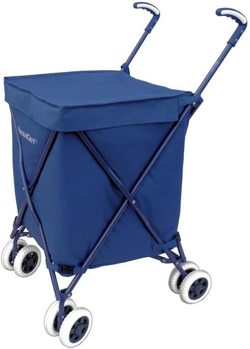 Versacart Transit -The Original Patented Folding Shopping and Utility Cart, Water-Resistant Heavy-Duty Canvas with Cover, Double Front Swivel Wheels, Compact Folding, Transport Up to 120 Pounds, Blue