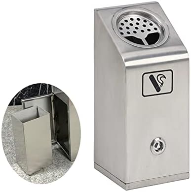 Wall Mounted Stainless Steel Cigar Ashtray for Outdoor Public Spaces, Large Capacity Commercial Cigarette Disposal Container, Durable Smokers Outpost Solution