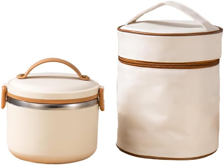 Insulated Food Container，Thermal Soup Flask， Stackable Lunch Box 304 Stainless Steel Leak Proof Lunch Container for Adults Portable Food Container for Office Work Home Picnic(1 Tier 1000ML)