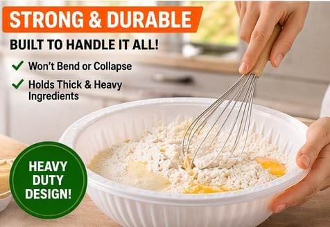 Disposable Plastic Mixing Bowls, 20 Pack, 40 oz Large Heavy Duty Bowls, Microwave Safe, BPA Free, Durable for Mixing, Meal Prep, Salad, Baking & Food Prep (20)