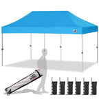 Eurmax USA 10x10ft Pop Up Canopy,Commercial Instant Tent for Outdoor Events,Patented No-Tip Rolling Storage Bag with 4 Sandbags,UV & Water Resistant,Heavy Duty Portable Shelter Gazebo,White