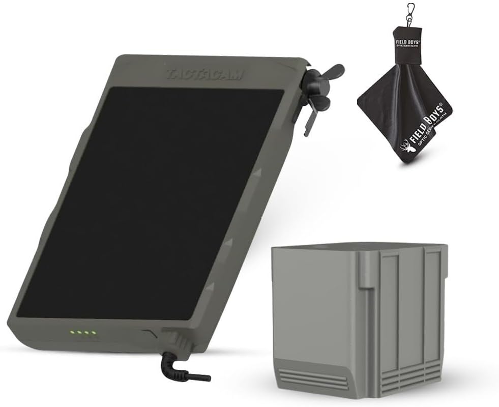 Tactacam Defend Solar Panel + Defend LiPo Battery Pack Bundle – Extended Power for Tactacam Defend Cameras – Outdoor Solar Charger with High-Capacity LiPo Battery – Weatherproof & Reliable