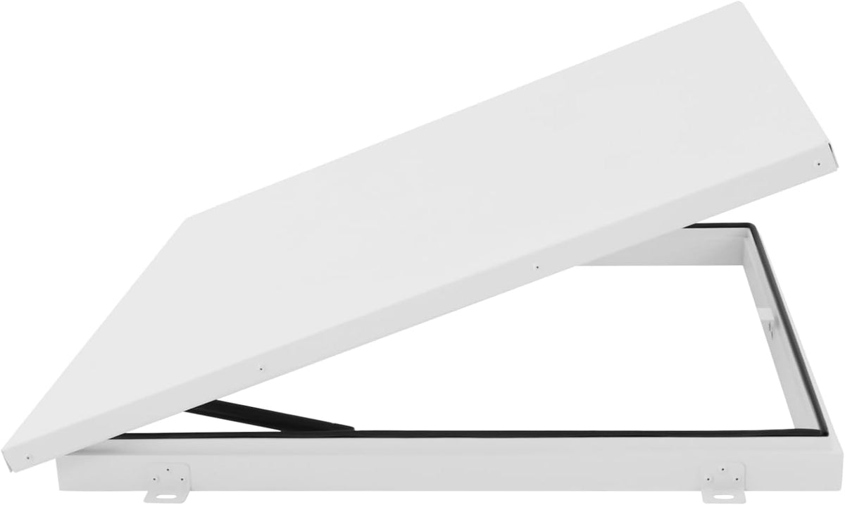 27.5" L X 27.5" W Aluminum Roof Access Hatch, Roof Security Door, Rooftop Hatch Cover Plate for Wellhead Lid, Cellar Cover (White-27.5inch)