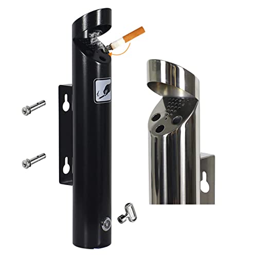 Wall Mounted Stainless Steel Cigar Ashtray for Outdoor Public Spaces, Large Capacity Commercial Cigarette Disposal Container, Durable Smokers Outpost Solution