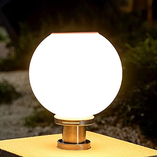 LED Post Light Outdoor, Traditional Silver LED Post Lighting Simple Acrylic Globe Solar Powered Patio Light for Garden Yard Post Pole Pillar Mount Landscape, 12" Width