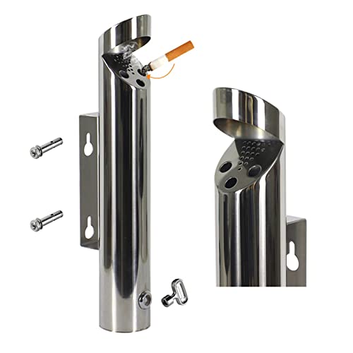 Wall Mounted Stainless Steel Cigar Ashtray for Outdoor Public Spaces - Large Capacity Commercial Cigarette Butts Container, Durable Smokers' Outpost Ashtray