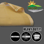 12'x20' Beige Tan Mesh Super Heavy Duty Mesh Tarp Net Sail Sun Shade Awning and Fence Screen Patio and Canopy Cover (Finished Size 11'.6 x 19'.6)